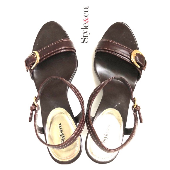 Style & Co. Shoes - Farah Brown Ankle Strap Style&co Heels